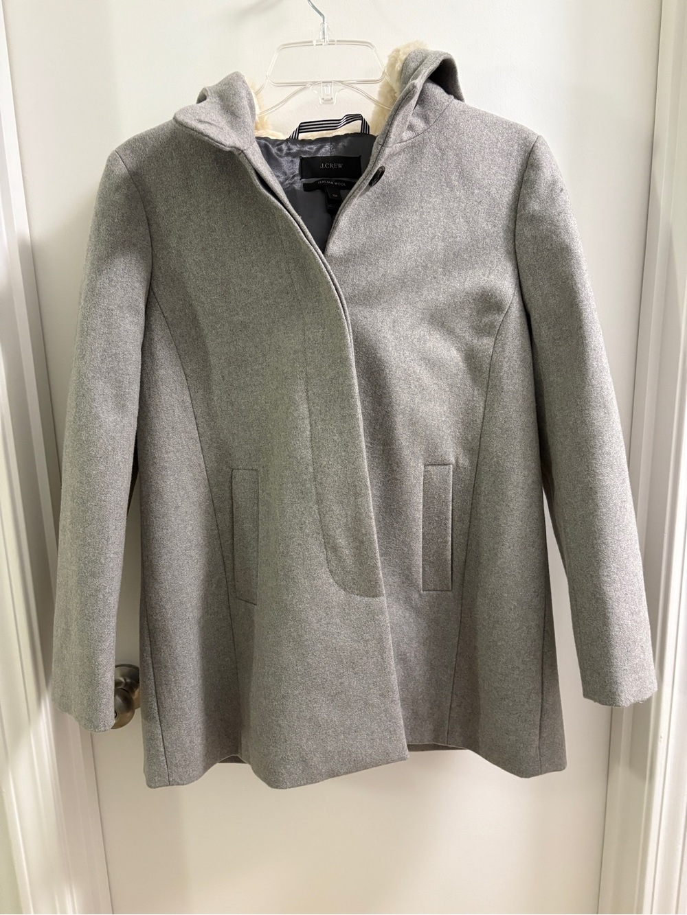 J. Crew Swingy Coat in Italian Wool Melton Heather Dove Gray - 10P- EUC